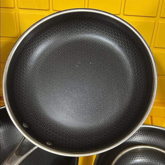 HEXCLAD 4 Piece Nonstick Stainless Steel Frying Pan Set 8 10 12 Wok $600 - Picture 7 of 11